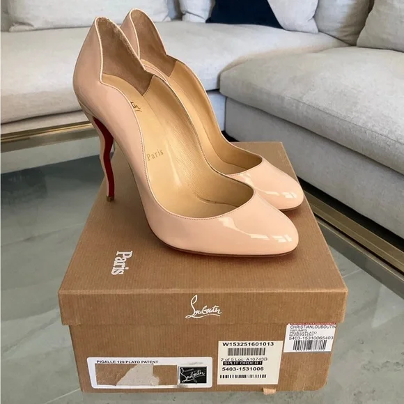 Authentic Christian Louboutin Pigalle Plato nude patent heel, size 39.5 - Picture 7 of 12